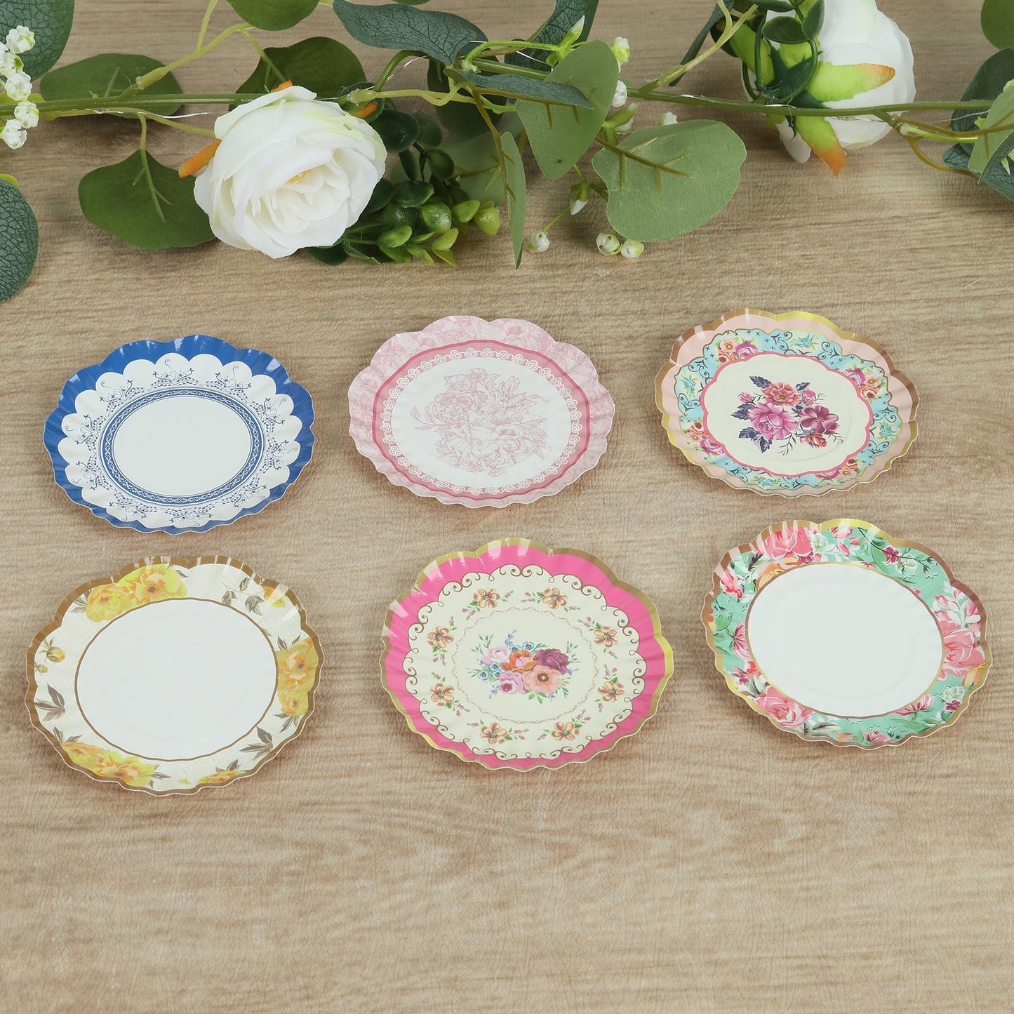 48 Pack Vintage Floral Mini Paper Plates - 3.5" Disposable Plates for Snacks, Dips