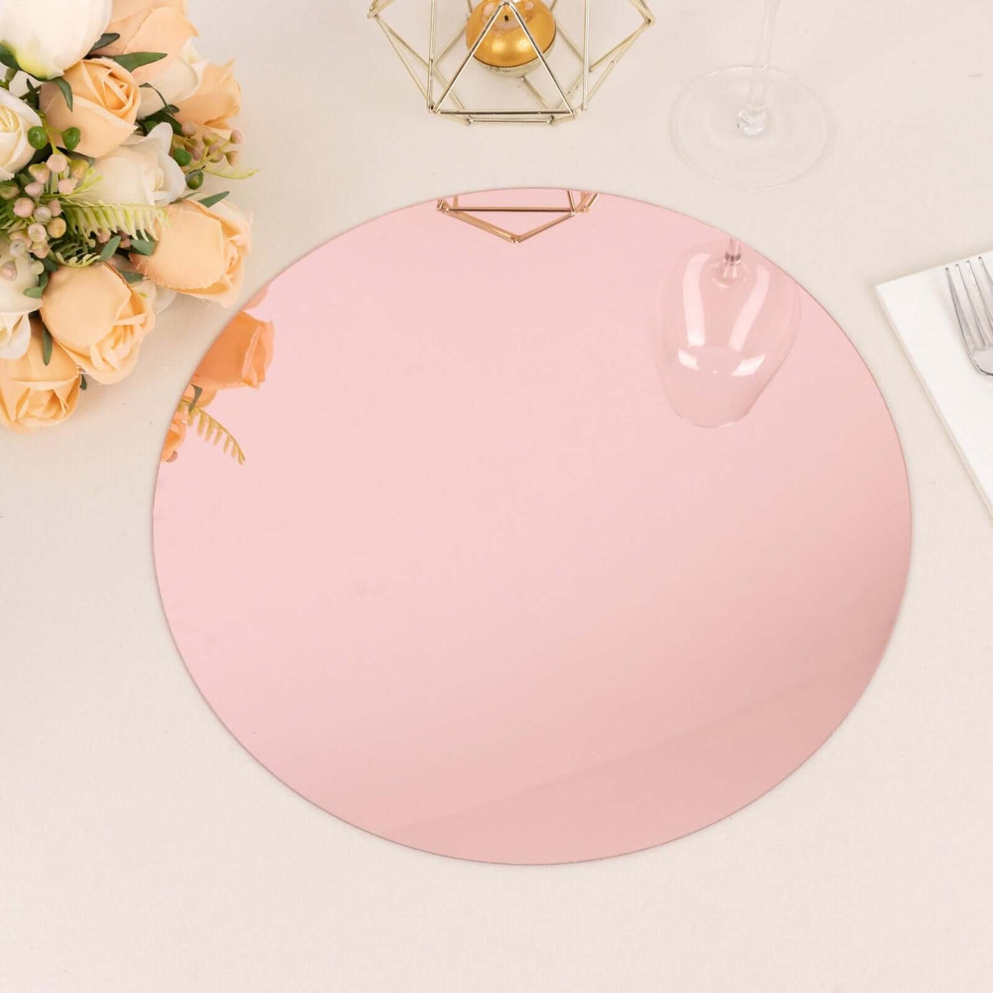 10-Pack Dining Plate Chargers Decorative Acrylic Mirror Rose Gold Round - Lightweight Event Display 13"