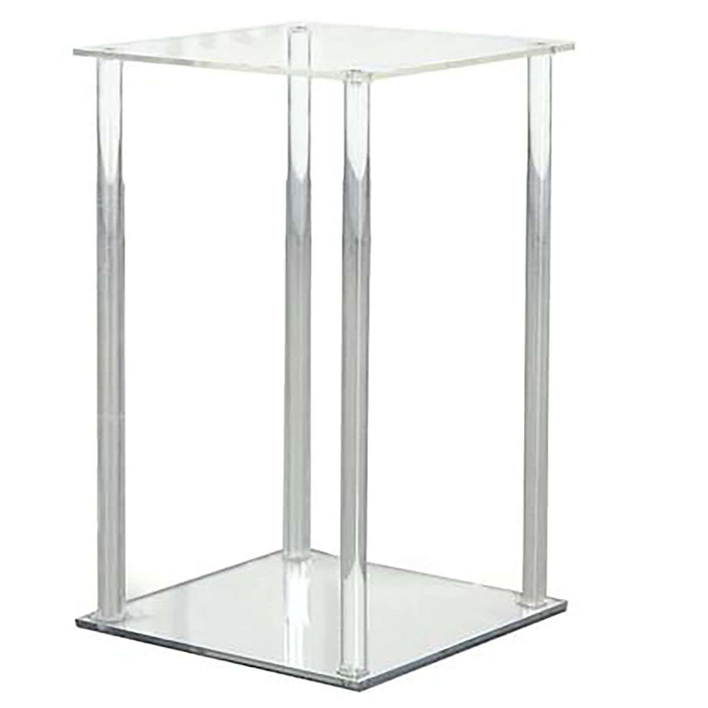 Acrylic Flower Vase Pillar Stand with Square Mirror Base Clear - Stylish Wedding Table Centerpiece 16"