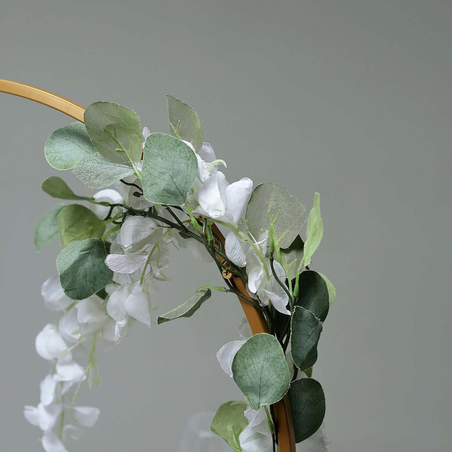 Round Wedding Arch Table Centerpiece Metal Gold - Hoop Wreath Tabletop Decor for Receptions 24"