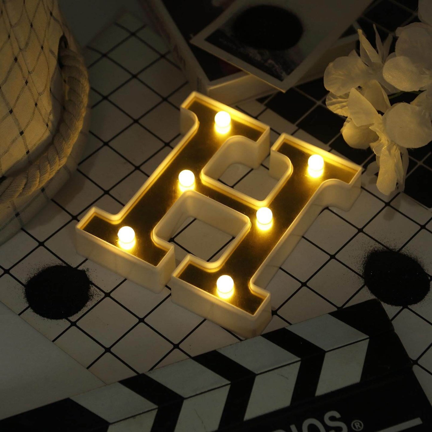 3D Marquee Letter "H" Warm White 6 LED Lights Gold - Chic Light-Up Decor for Events 6"