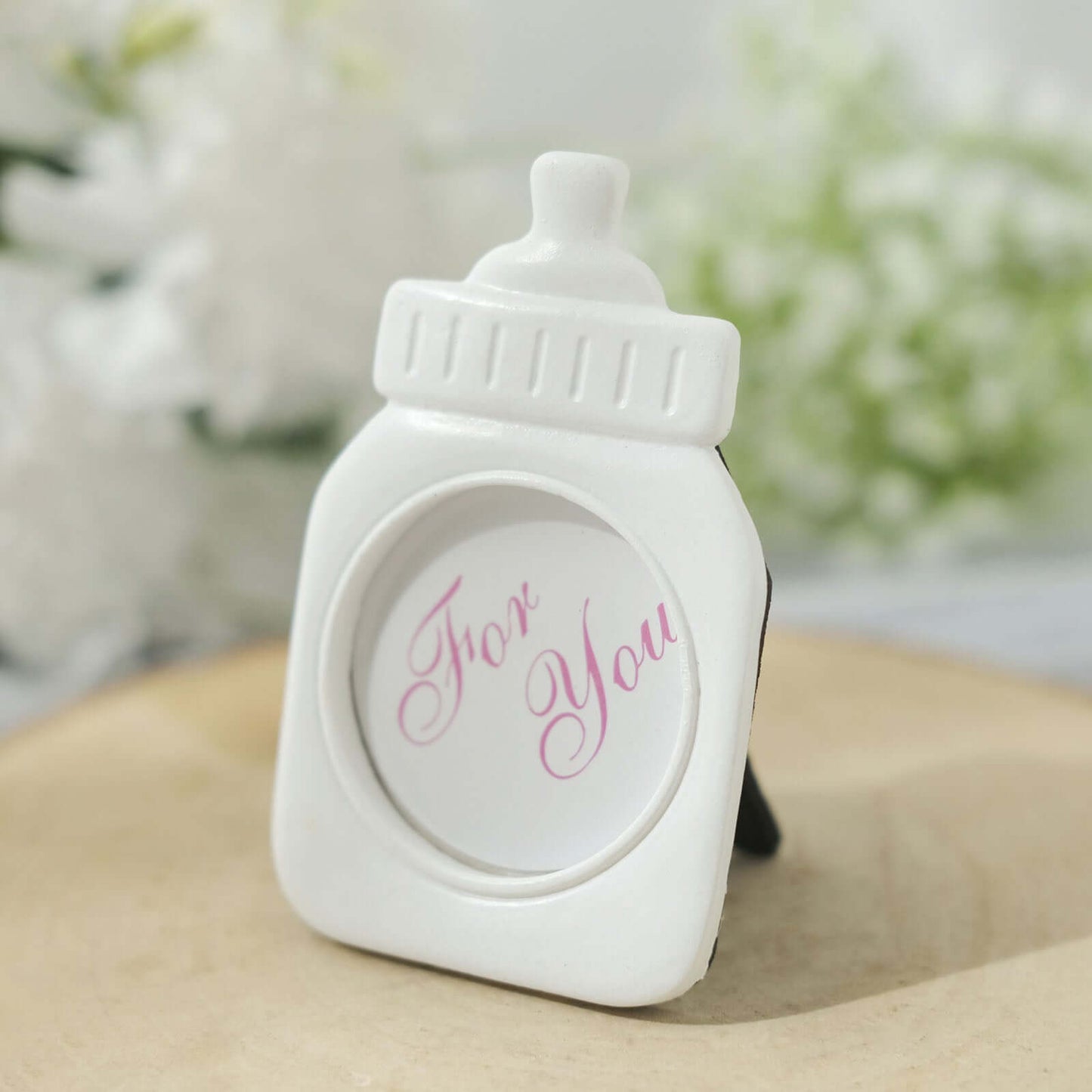 4 Pack White Resin 4" Baby Feeding Bottle Picture Frame Party Favors, Baby Shower Favors, Gender Reveal Party Gifts