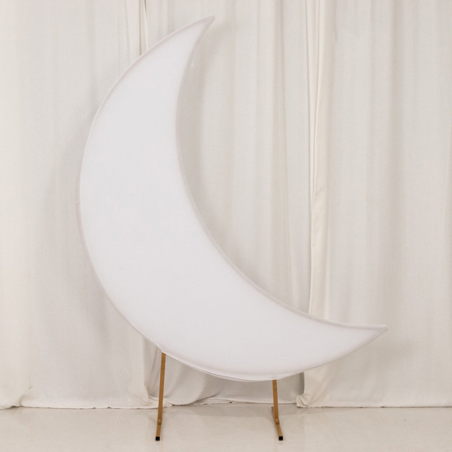 6.5ft White Spandex Crescent Moon Chiara Backdrop Stand Cover, Custom Stretch Fitted Wedding Arch Cover