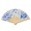 5-Pack Paper Folding Fans Party Favors in White & Blue French Toile Pattern, Handheld Fans with Bamboo Frame