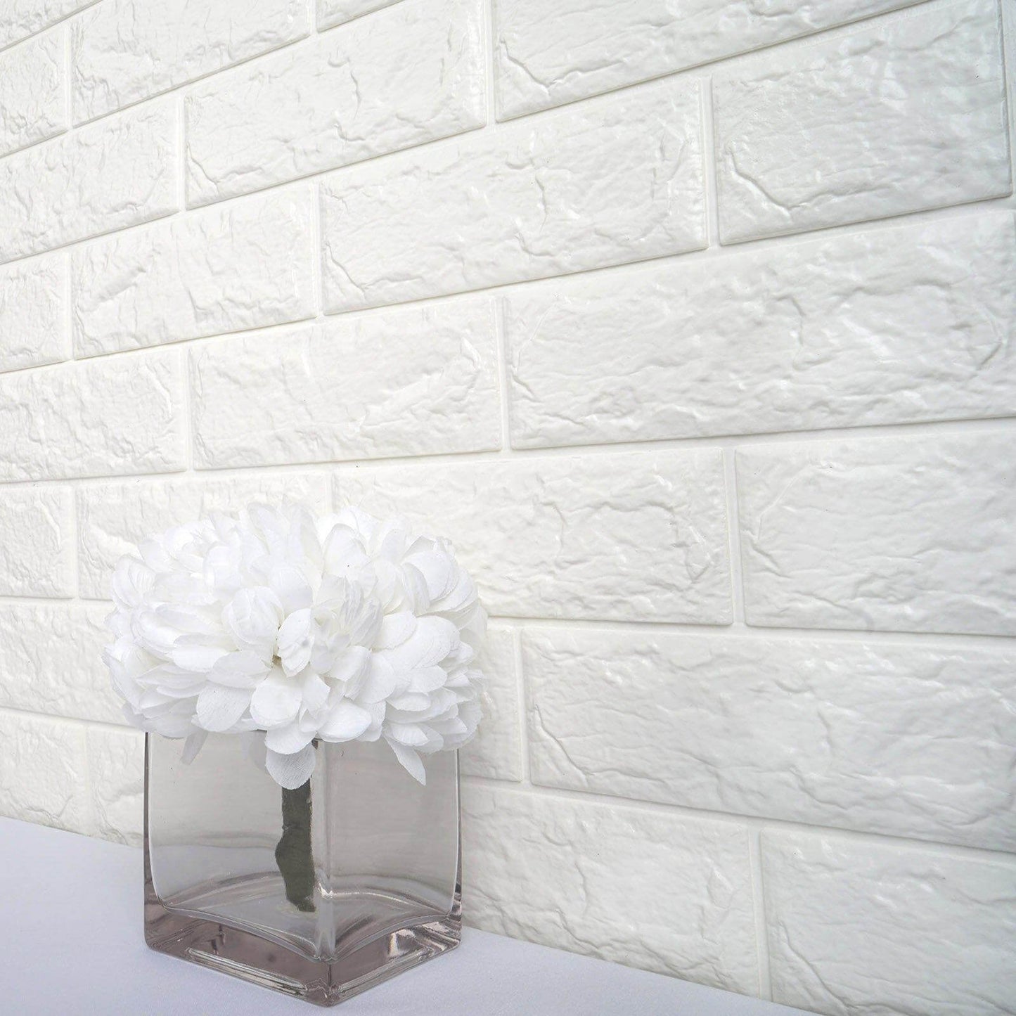 10 Pack White foam Brick Peel And Stick 3D Wall Tile Panels - Covers 58sq.ft