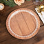 25-Pack Paper 9" Round Dinner Plates in Brown Wood Grain Print with White Floral Lace Rim - Disposable Party Plates for Rustic Farmhouse Style Events