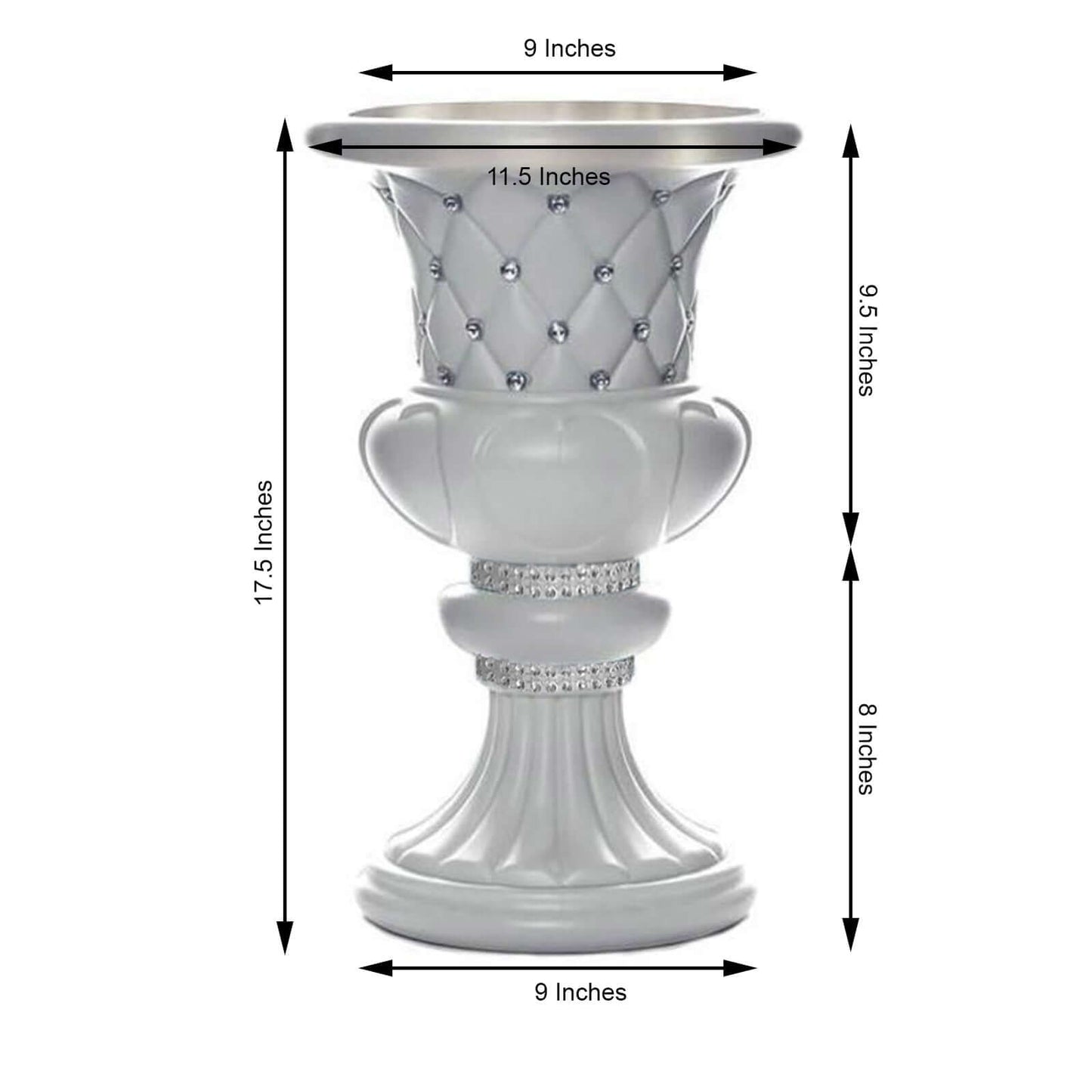 2 Pack White Crystal Beaded Italian Inspired Pedestal Stand Flower Plant Pillar With 10mm Crystal Studs - 18" Tall PVC