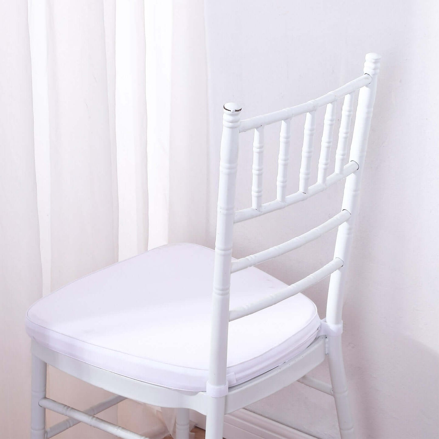 Chiavari Chair Cushion with 1.5" Thick Memory Foam and Ties White - Stylish Removable Cover for Comfort