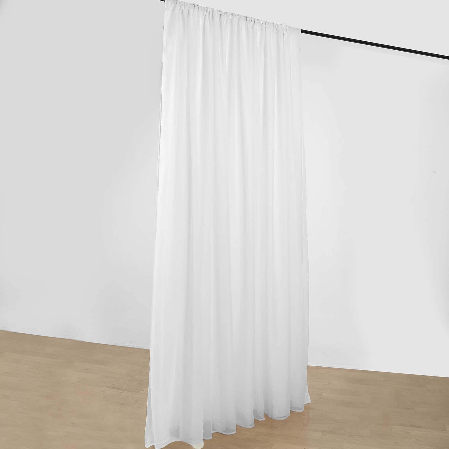 White Chiffon Polyester Event Curtain Drapes, Dual Layer Divider Backdrop Curtain Panels with Rod Pockets - 10ftx10ft