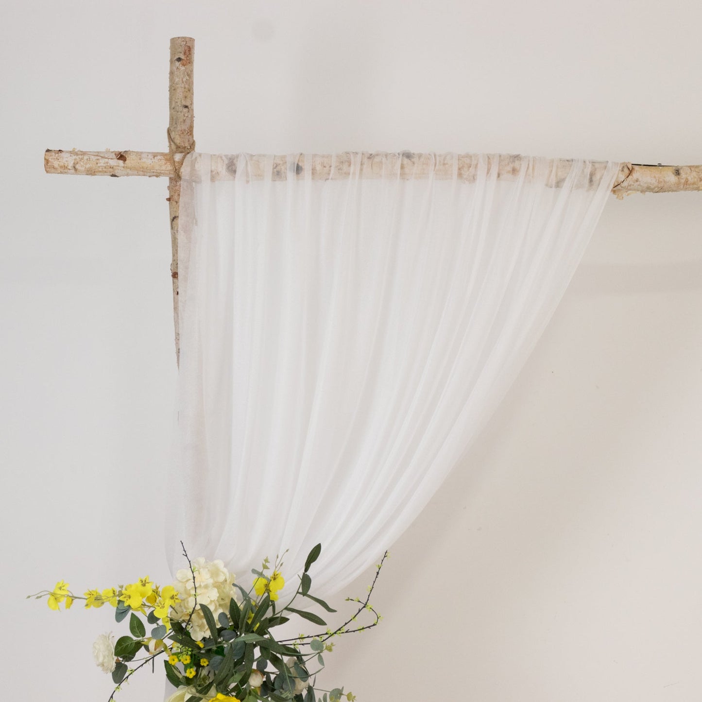 White Sheer Backdrop Drape â€“ 5ft x 14ft Wedding Arch & Ceiling Decor Panel, Wrinkle Free with Soft Shimmer