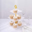 3-Tier Plastic Square Cupcake Stand Tower White - Charming Disposable Dessert Display Serving Tray Platter with Heart Wavy Edge & Gold Top Handle for Tea Parties Weddings & Special Occasions 13"
