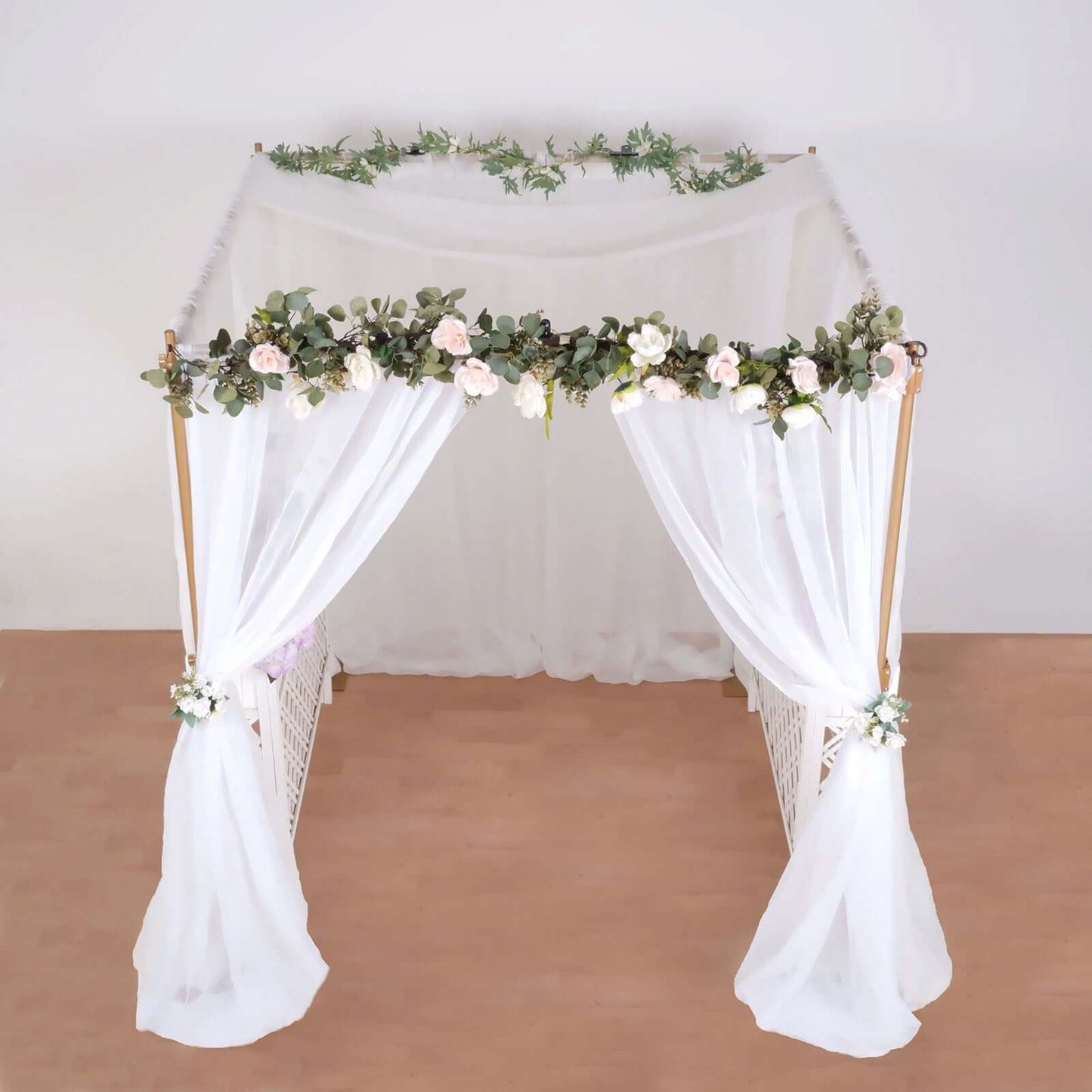 10ft 4-Post Gold Metal DIY Photography Backdrop Stand, Wedding Arch Canopy Tent