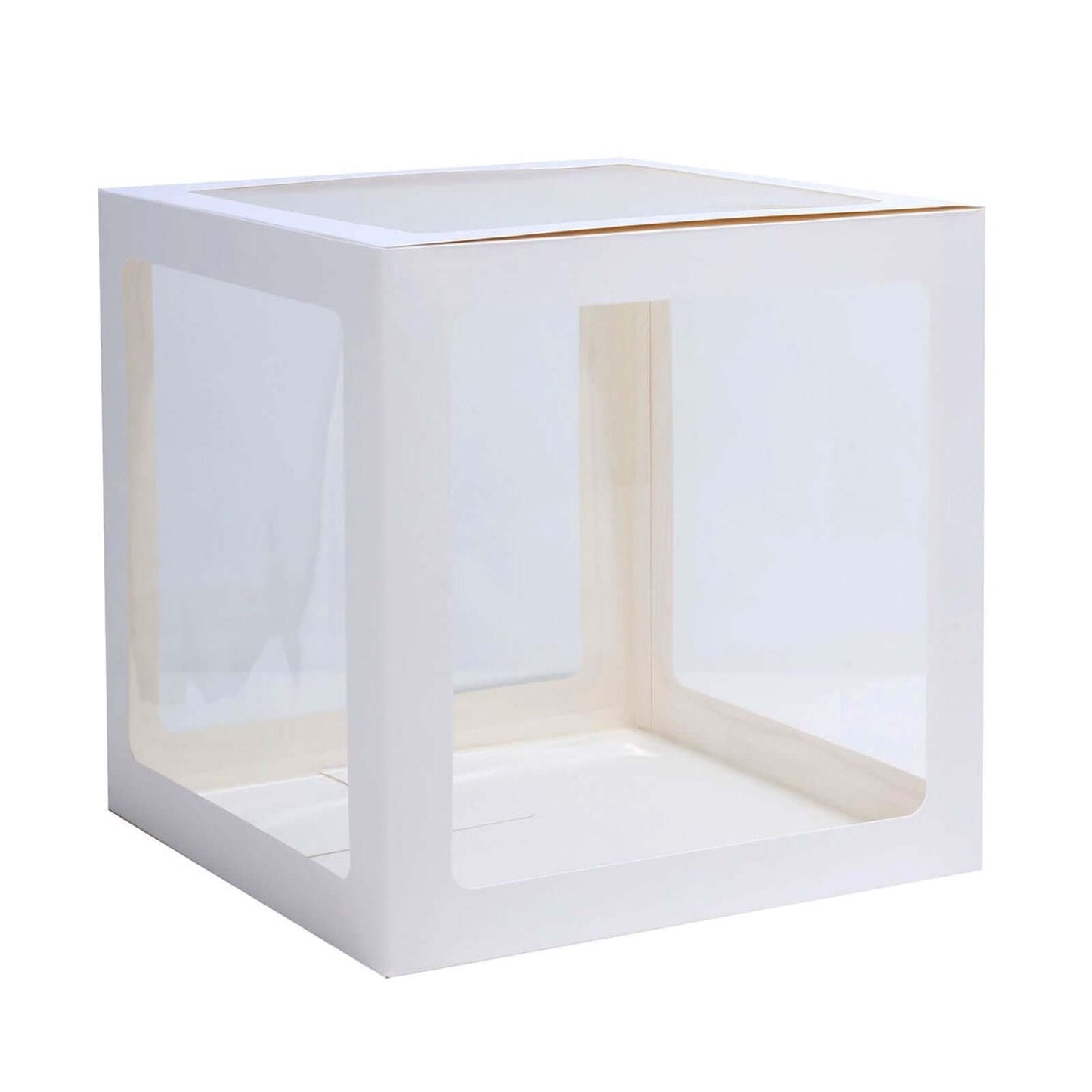 2 Pack 12" White Clear Baby Shower Party Decoration Boxes, Transparent DIY Balloon Boxes