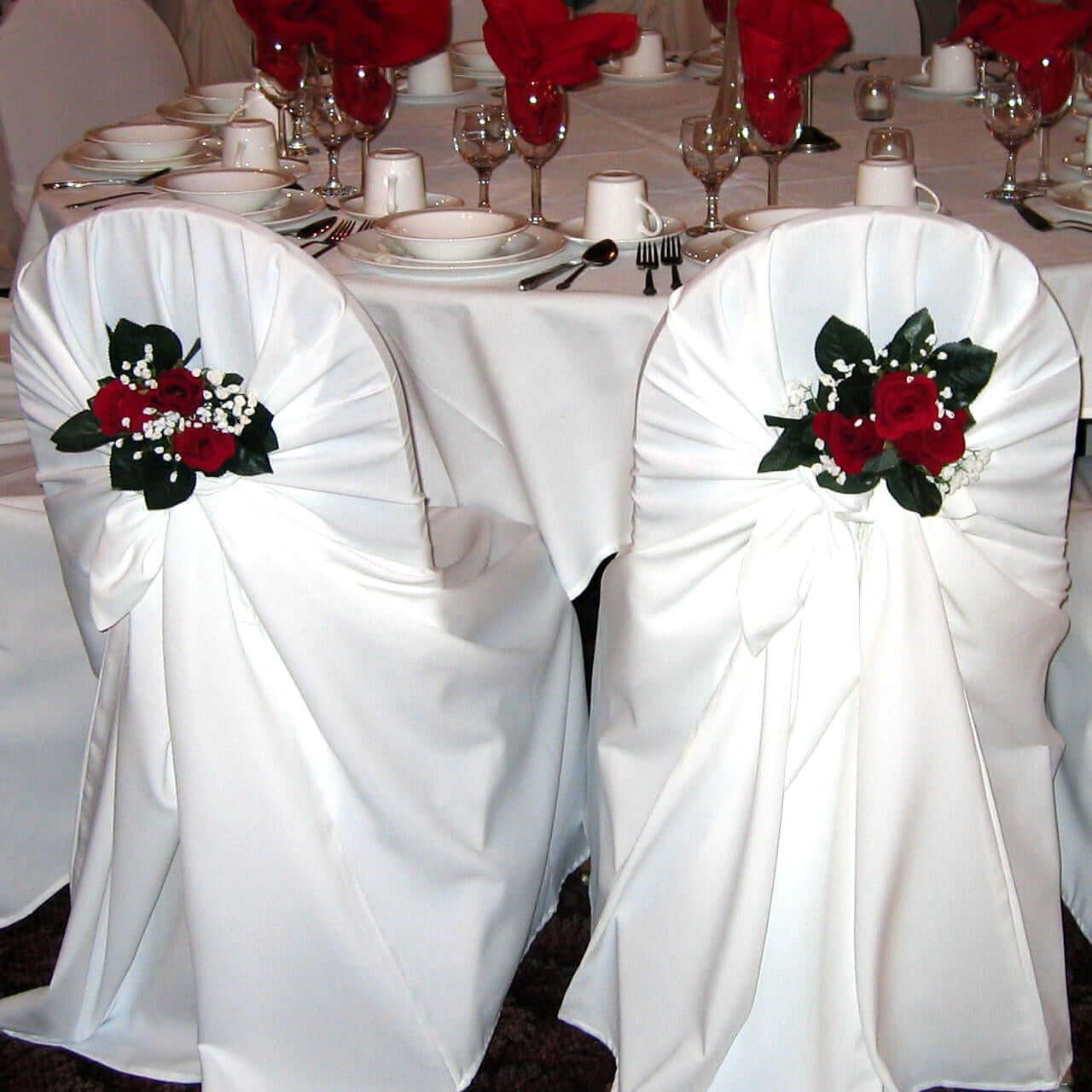 Polyester Chair Cover Self-Tie Universal Design White - Durable Slip-On Cover for Folding, Dining, Banquet & Standard Chairs