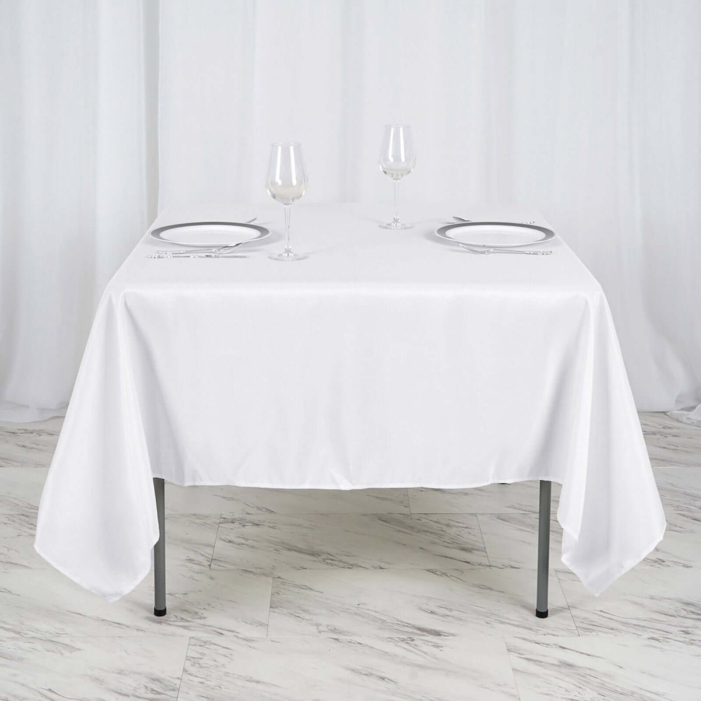 Polyester Square 70"x70" Tablecloth White - Wrinkle-Resistant & Durable Table Cover for Events