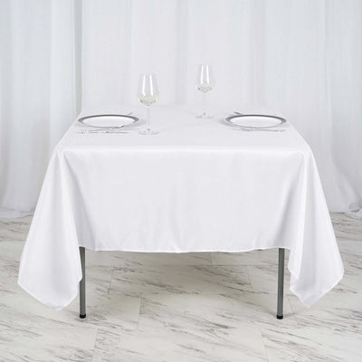 Polyester Square 70"x70" Tablecloth White - Wrinkle-Resistant & Durable Table Cover for Events
