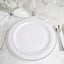 10-Pack Plastic Dinner Plates White with TrÃ¨s Chic Silver Rim - Perfect Disposable Party Plates 10"