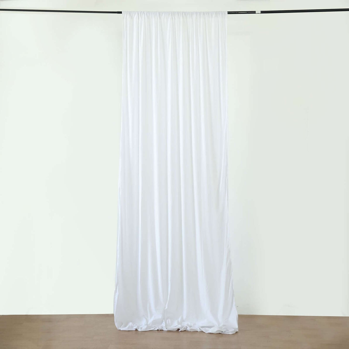 White Scuba Polyester Ceiling Drape Backdrop Curtain Panel, Commercial Grade Fire Retardant Wrinkle Free Draping Fabric With Rod Pockets - 5ftx30ft
