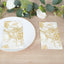 50-Pack Paper Dinner Napkins White with Gold French Toile Floral Pattern 2-Ply - Stylish Disposable Napkins for Events