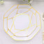 10-Pack Plastic 8" Octagon Dessert Plates in White - Modern Disposable Salad/Appetizer Plates with Gold Geometric Design for Special Occasions & Celebrations