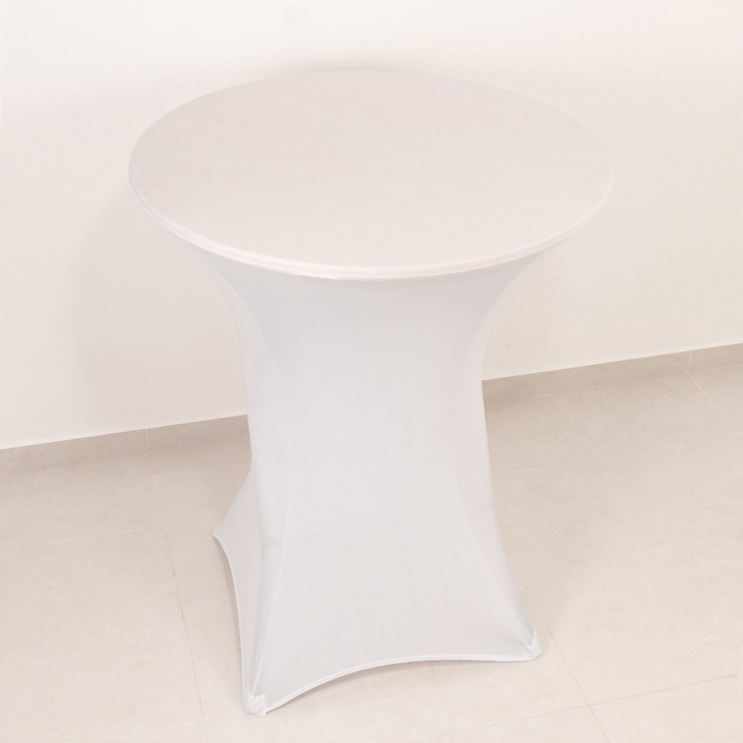 Spandex 36" Round Cocktail Table Cover White - Easy to Maintain Stretch Fitted Highboy Tablecloth for Events