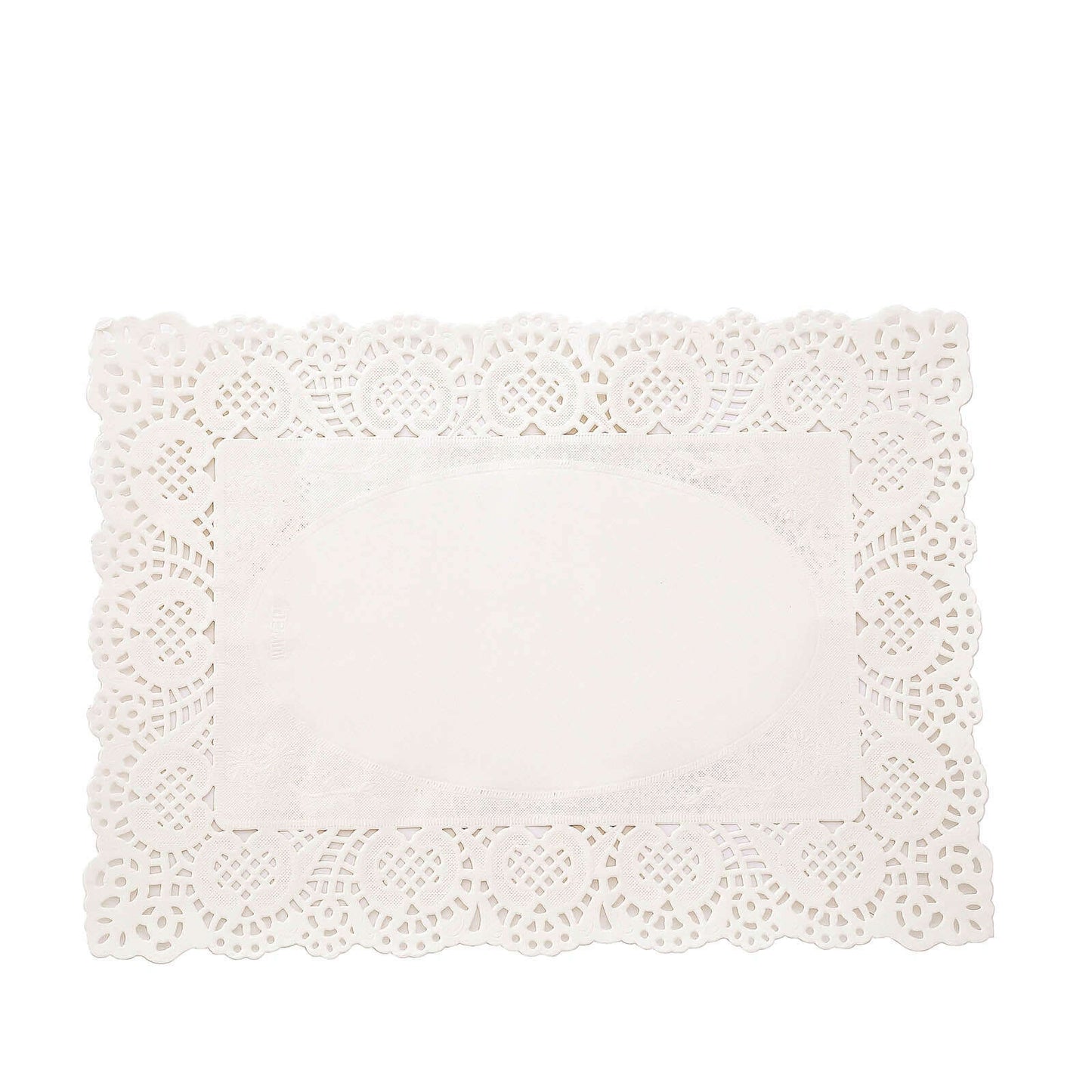100 Pcs Paper 14"x10" Rectangle Placemats in White - Food Grade Lace Paper Doilies for Dessert Display & Table Decor
