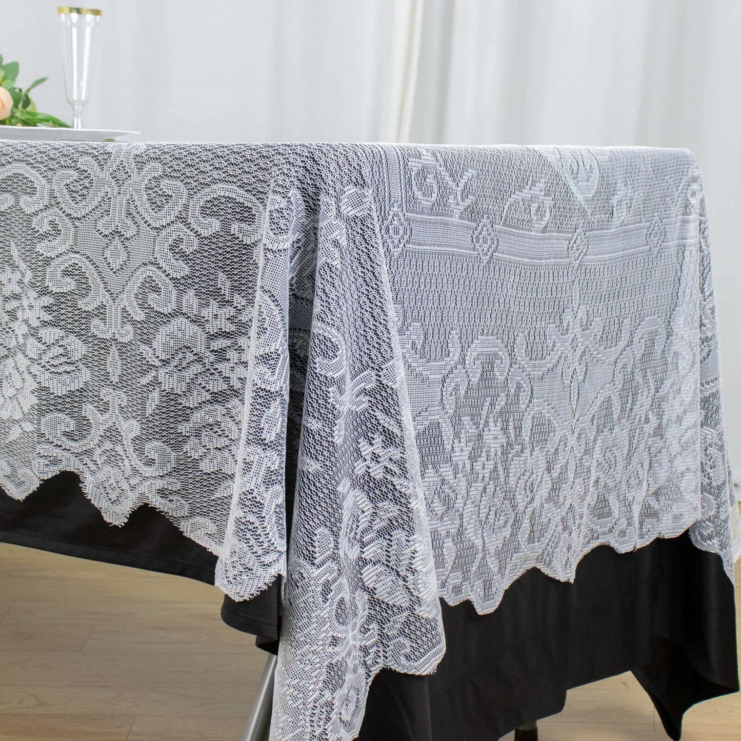 Lace 60"x108" Rectangular Oblong Tablecloth White - Premium Finish for Versatile Table Settings