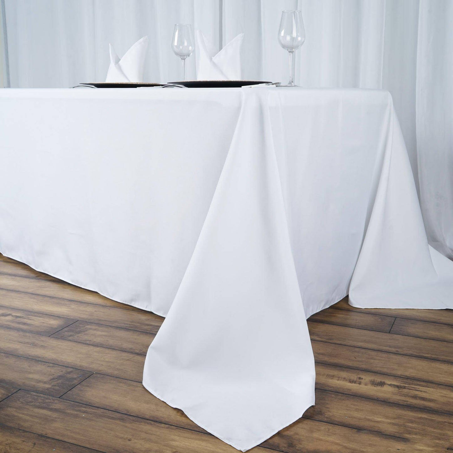 Premium Polyester 90"x156" Rectangle Tablecloth White - Seamless 220GSM Stain-Resistant Design for Classy Events