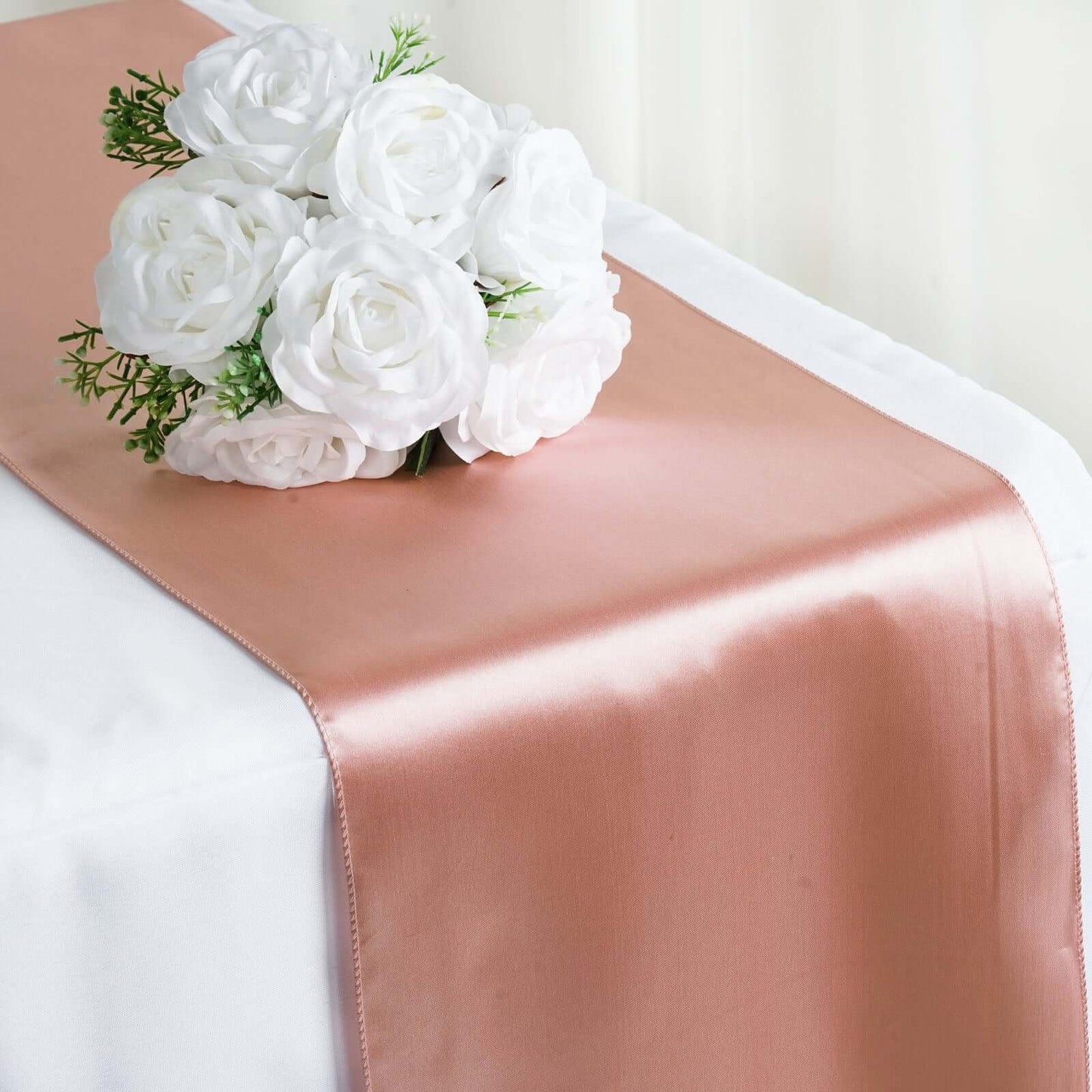 Satin 12"x108" Table Runner Dusty Rose - Stylish Table Linen