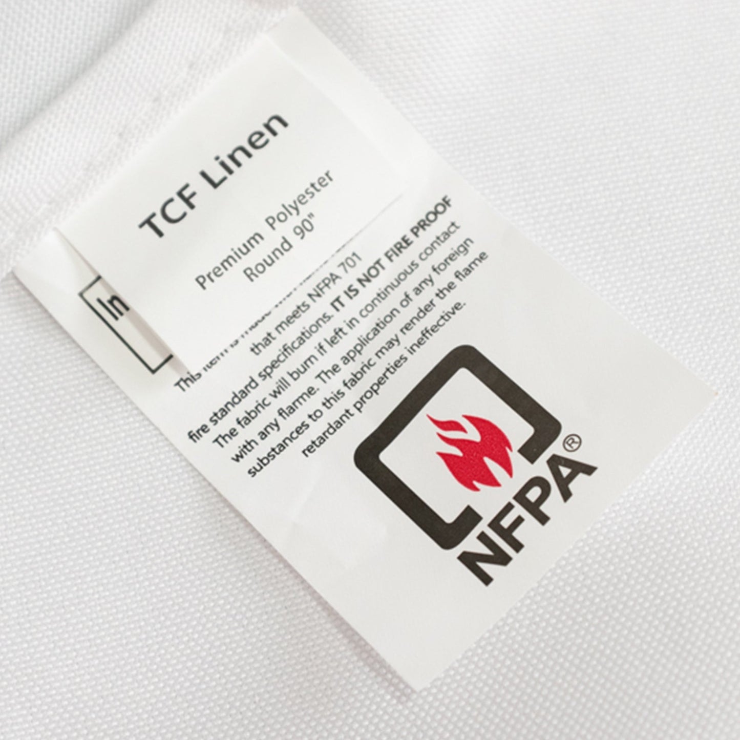 Fire Retardant Premium Polyester 90" Round Tablecloth White - Stylish High-Performance Table Cover for Large Gatherings