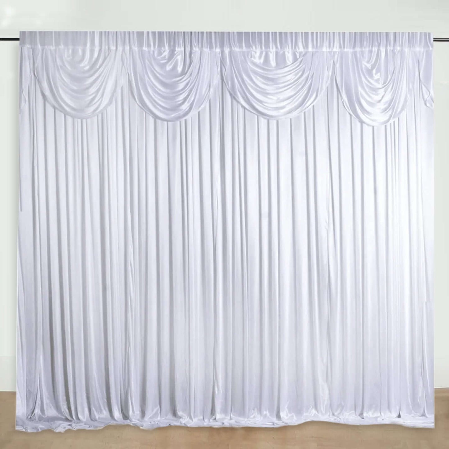 20ftx10ft White Premium Double Drape Satin Event Curtain Drapes, Glossy Photo Backdrop Event Panel