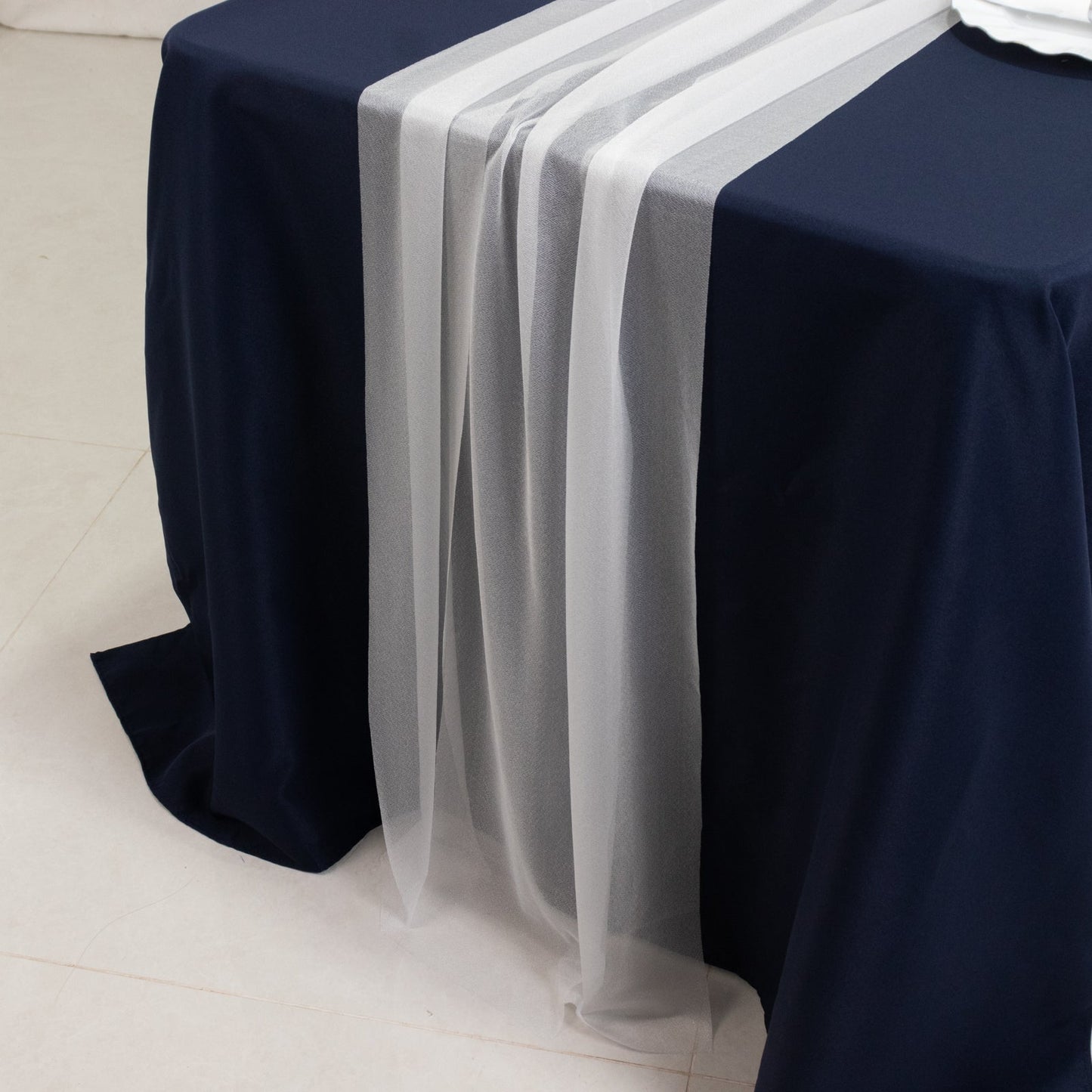 20-Pack 9ft Sheer Table Runners â€“ White Shimmer Sheer Drapes, Wrinkle-Free