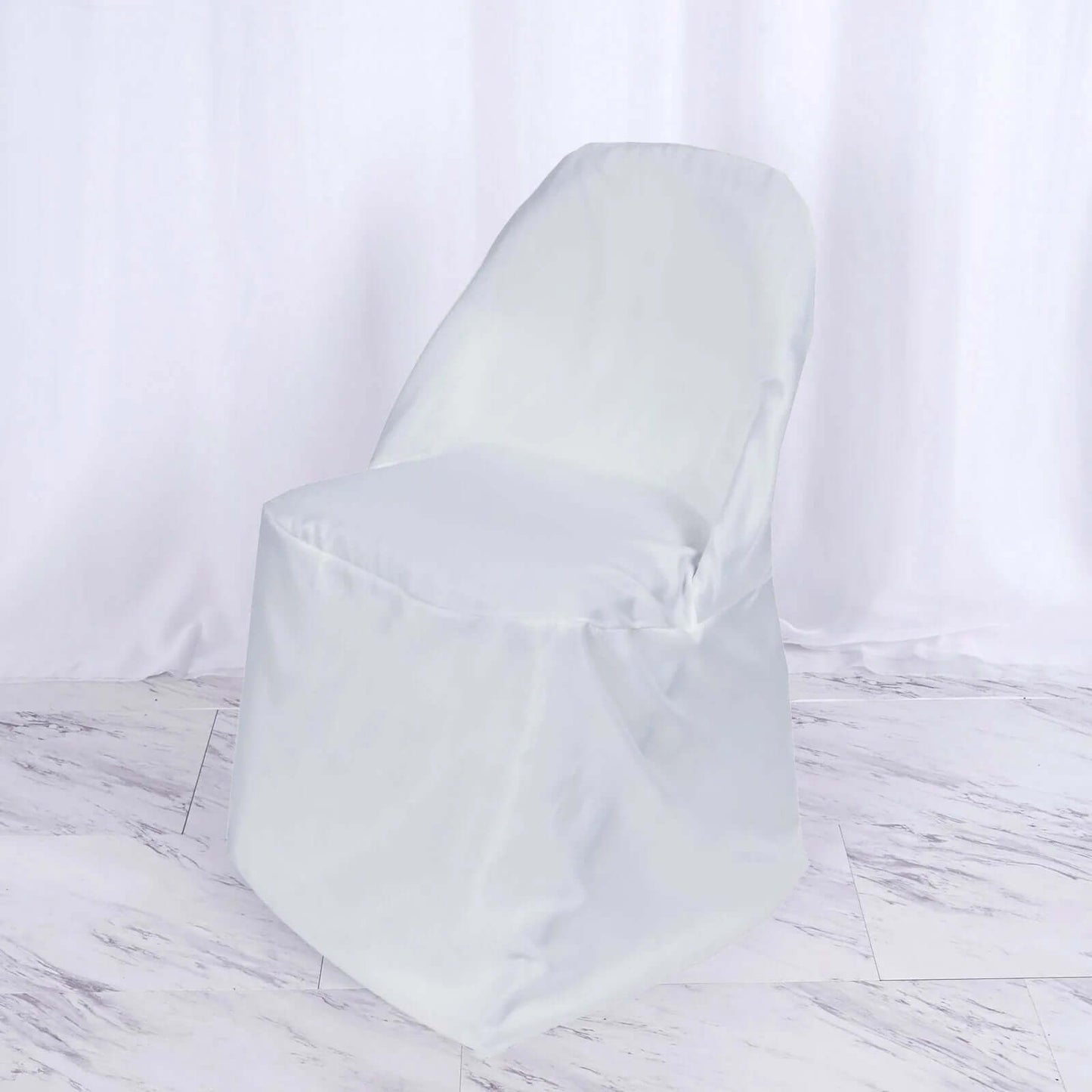 10 Pack Polyester Chair Covers for Folding Chairs White - Wrinkle-Free Stain-Resistant Slip-On Design for Events