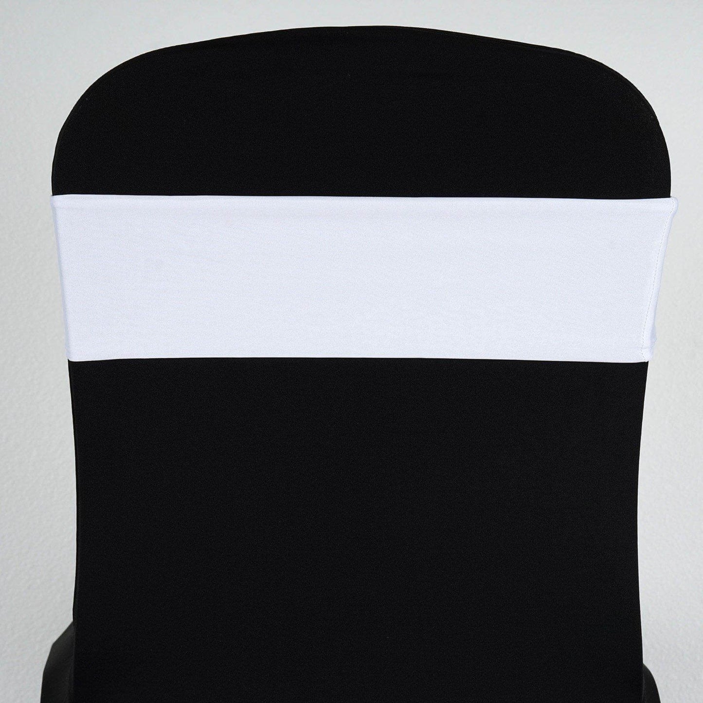 5 Pack Stretch Spandex Chair Sashes White - Fitted Finish Two Ply Heavy Duty Chair Bands 5"x12"