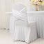 White Spandex Banquet Chair Cover with Ruffle Skirt & Cross Back Sash â€“ Stretch Slipcover for Events