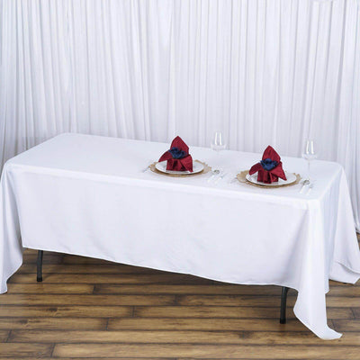 Premium Polyester 72"x120" Rectangle Tablecloth White - 220GSM Stain-Resistant Table Cover for Weddings & Event Decor