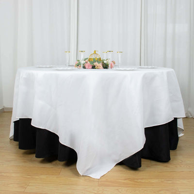 Premium Polyester 90"x90" Table Overlay Square Tablecloth White 220GSM Wrinkle-Resistant Table Cover Stylish Gatherings
