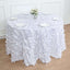 Taffeta 120" Round Tablecloth White | 3D Leaf Petal Design Seamless Table Cover for Chic Wedding & Event Decor