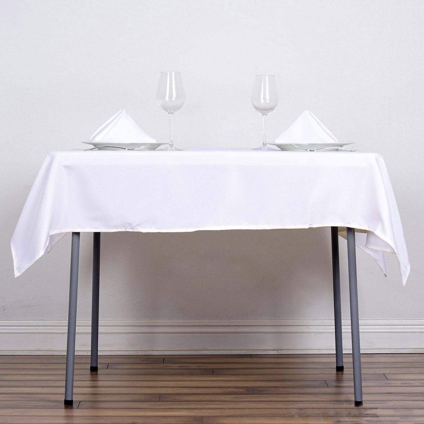 Polyester Square 54"x54" Tablecloth White - Wrinkle-Resistant & Durable Table Cover for Events