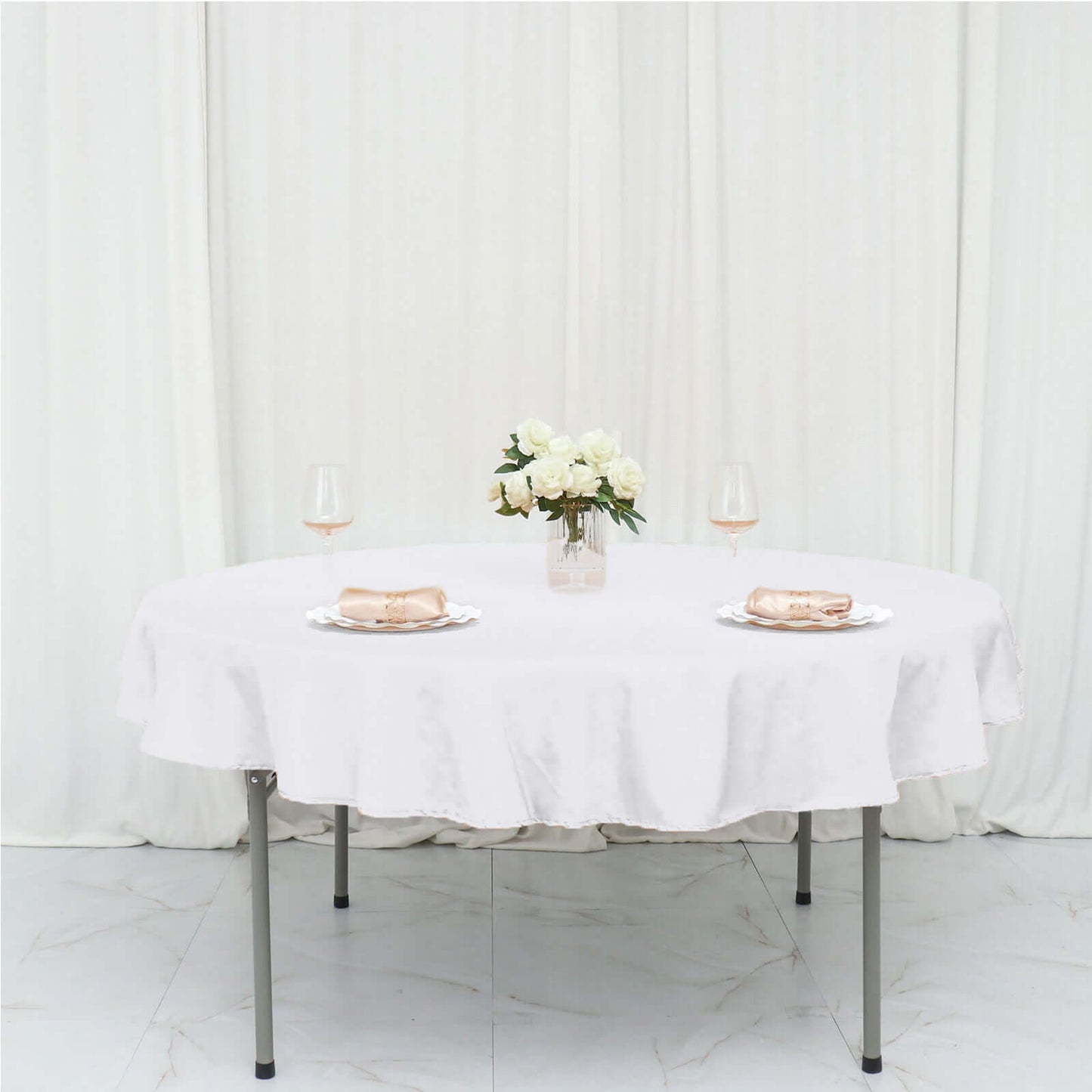 Polyester 70" Round Tablecloth White - Durable & Wrinkle-Resistant Table Cover for Everyday Use