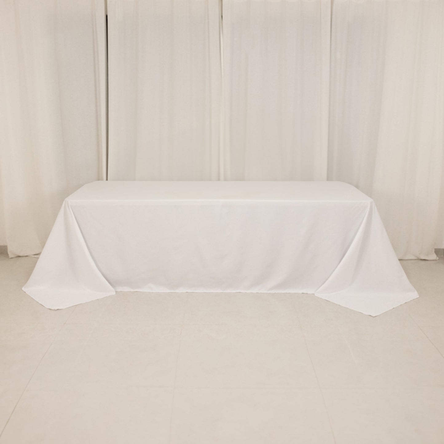 Cotton Blend 90"x156" Rectangle Tablecloth White - Seamless Wrinkle-Resistant Design for Grand Gatherings
