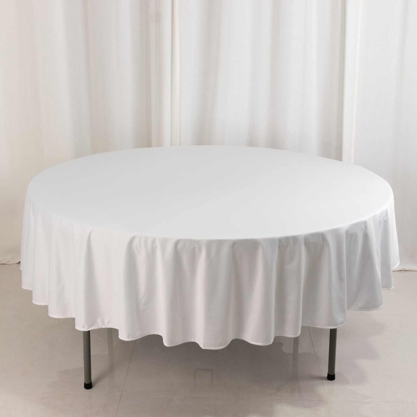 Scuba Round 90" Tablecloth White - Wrinkle Free & Stain Resistant Table Cover for Weddings and Banquets