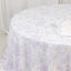 Polyester 132" Round Tablecloth White - Lavender Lilac French Toile Pattern for Chic Weddings