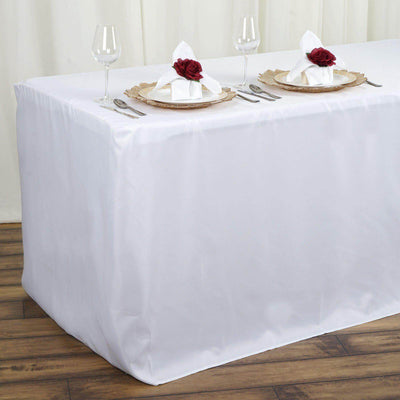Fitted Polyester 48"x30" Rectangle Tablecloth White - Durable Table Cover for Everyday Use