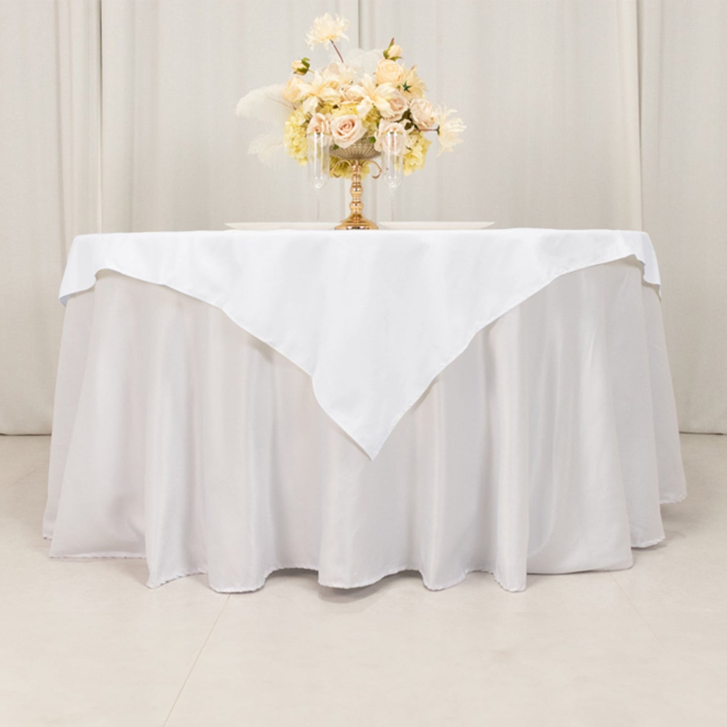Cotton Blend 54"x54" Table Overlay Square Tablecloth White - Wrinkle-Resistant Table Topper