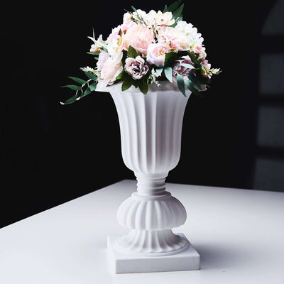 2 Pack 20" White Urn Planter, Floral Pedestal Flower Pot Plant Stand - PVC