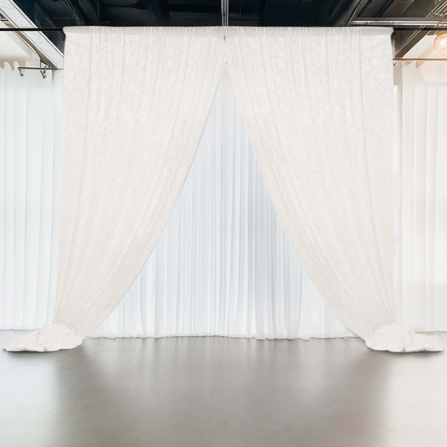White Crushed Velvet Backdrop Curtain â€“ 5ft x 12ft Event Drape with Rod Pocket, Privacy Panel for Photo Booths & Events
