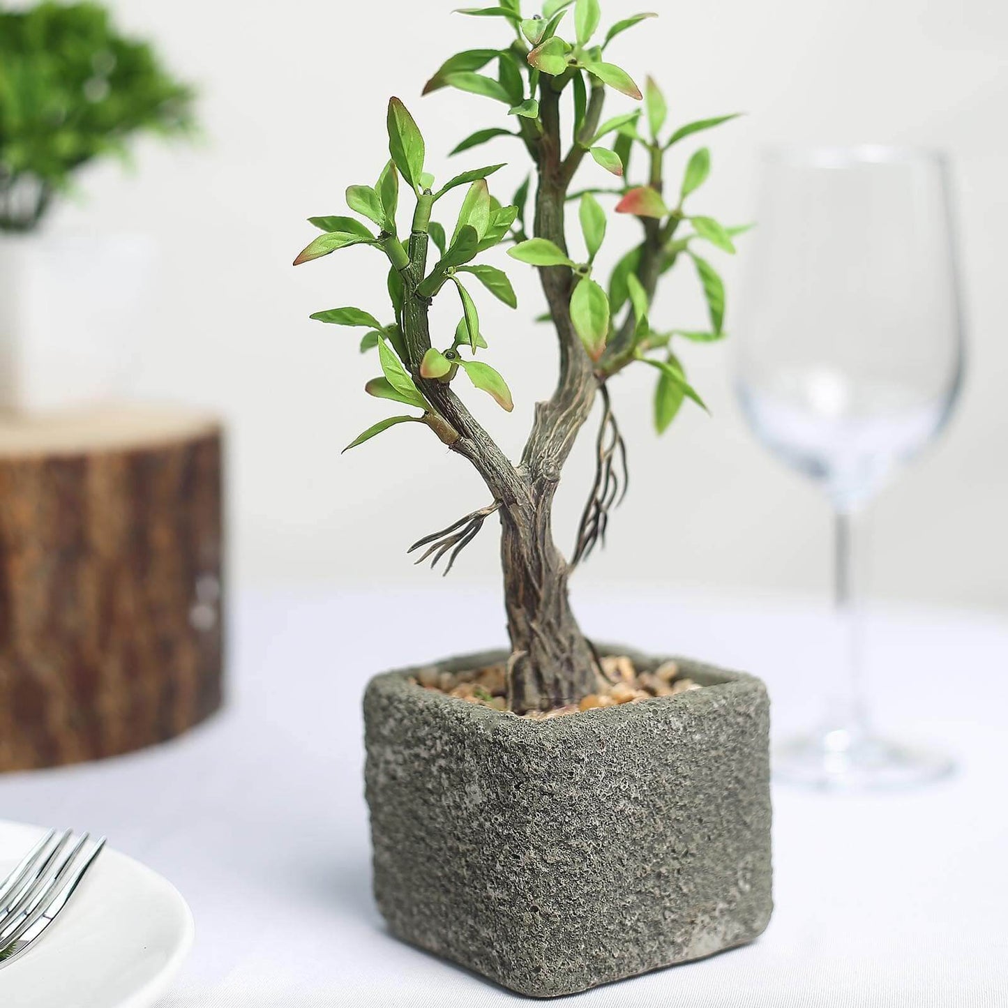 Willow Tree Artificial Succulents in Concrete Pot - Lifelike Decorative Faux Plants for Home Office & Event Design 9"