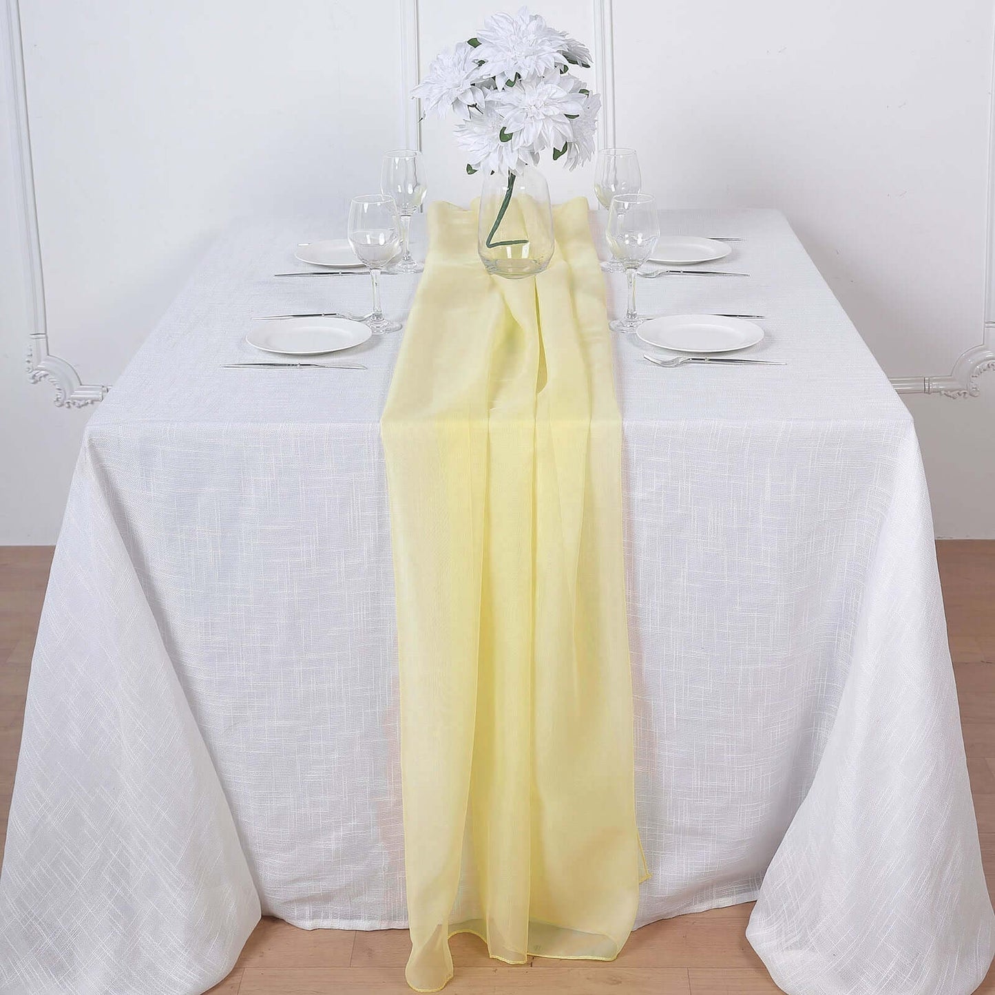 Chiffon 6ft Table Runner Yellow - Flowy & Lightweight Table Decor