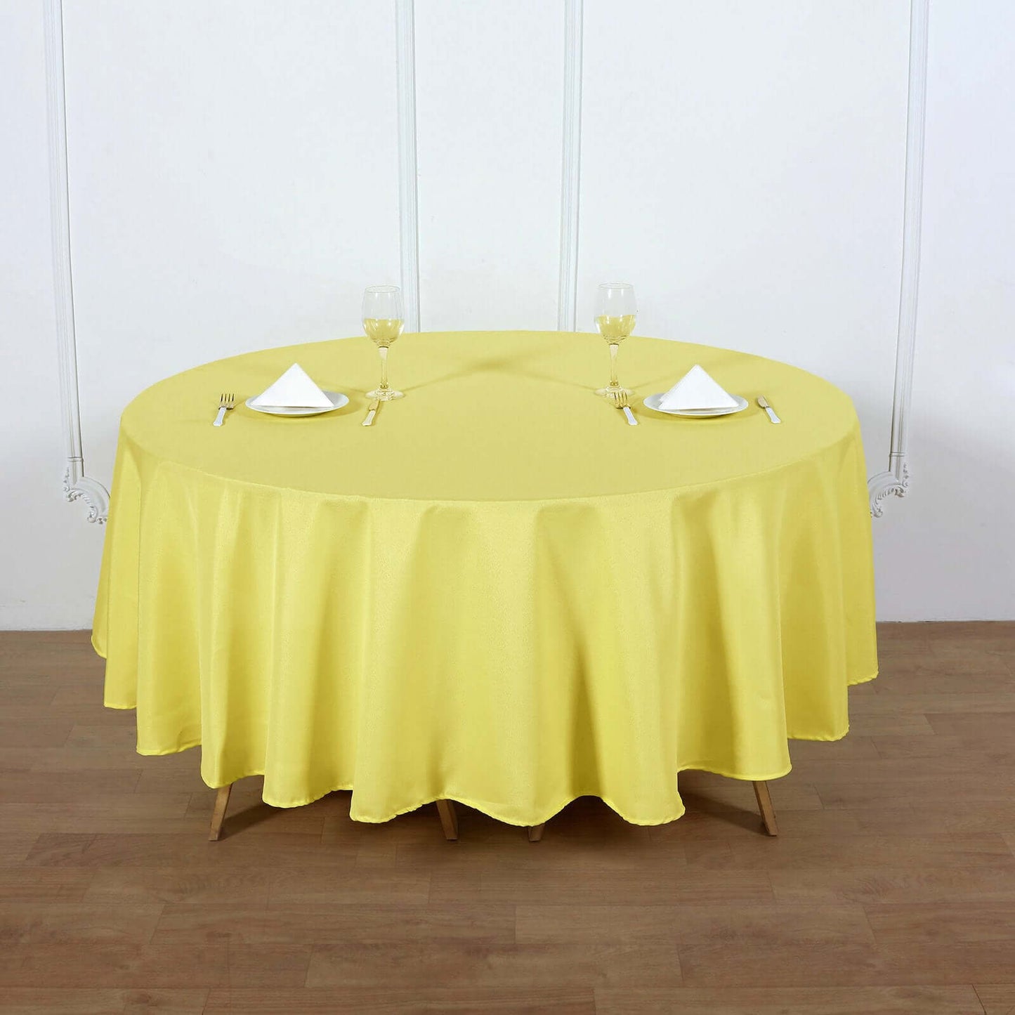 Polyester 90" Round Tablecloth Yellow - Stain & Wrinkle-Resistant Table Cover